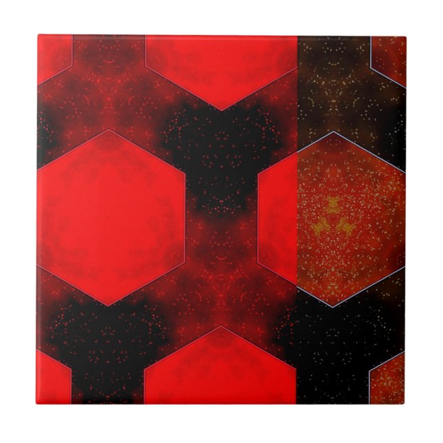 Red Abstract Artwork Ceramic Tile (Front)