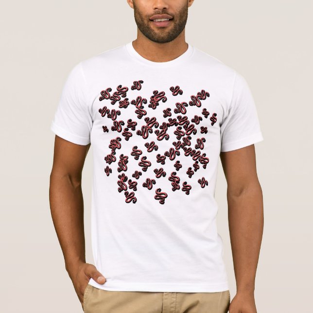 Red Abstract Brush Pattern Streetwear T-Shirt (Front)
