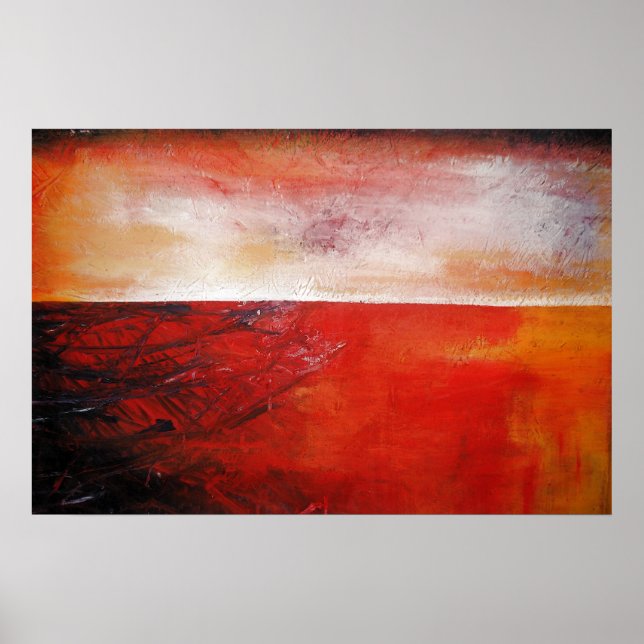 Red Abstract Canvas Painting Print Modern Creative (Front)