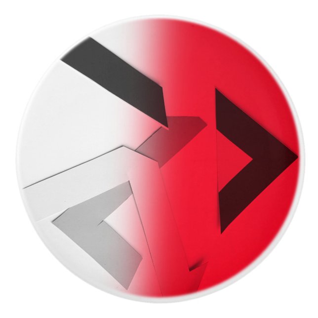 RED ABSTRACT CERAMIC DRAWER KNOB (Front)