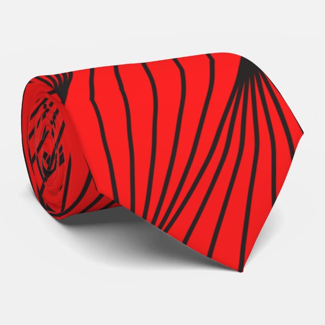 Red Abstract Classic Tie (Rolled)