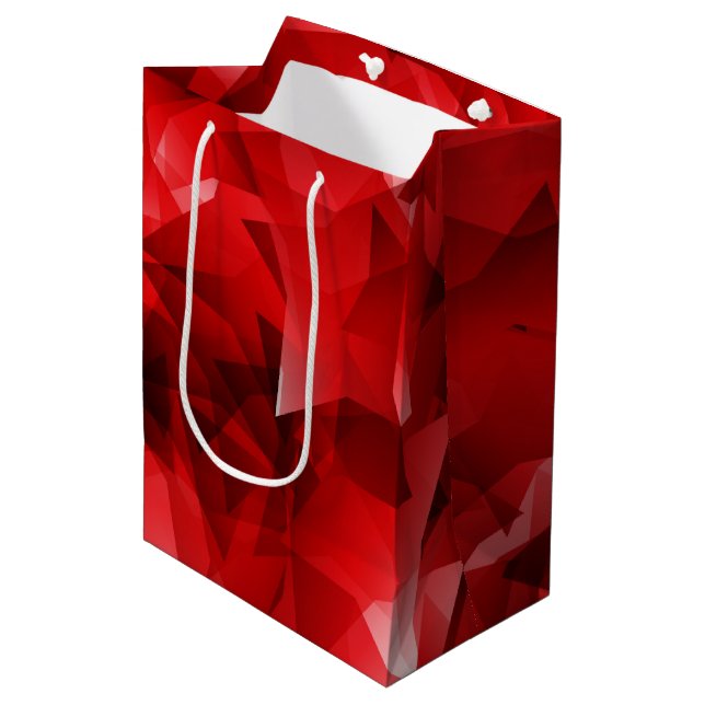 Red Abstract Crystal Birthday Custom Text Medium Gift Bag (Front Angled)