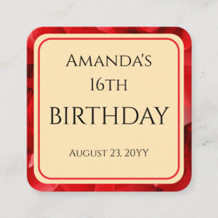 Red Abstract Crystal Design Birthday Custom Text Enclosure Card