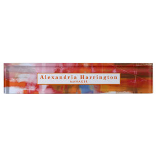 Red Abstract Custom Name Colorful Desk Accessories Nameplate