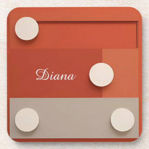 Red Abstract Design With Geometric Shapes Coaster