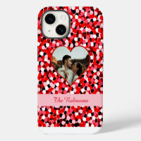 Red Abstract Dot Heart Frame Photo