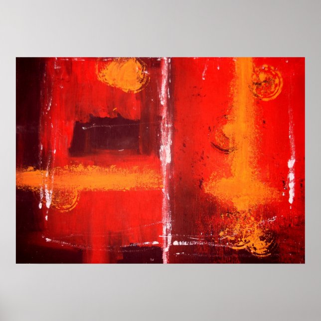 Red Abstract Expressionist Painting Print Poster (Front)