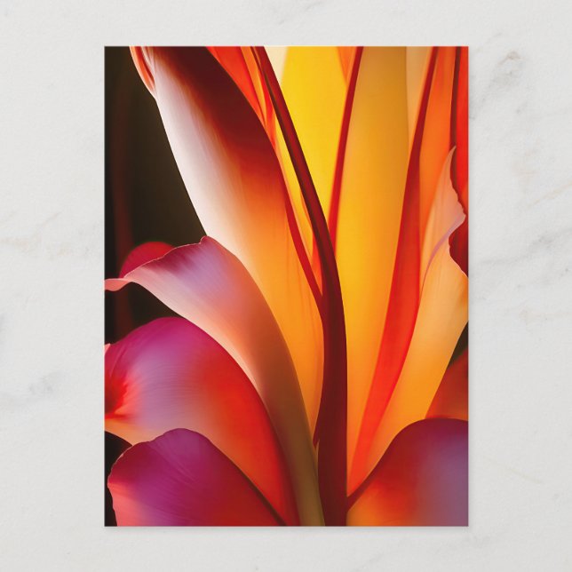 RED ABSTRACT FLORAL POSTCARD (Front)