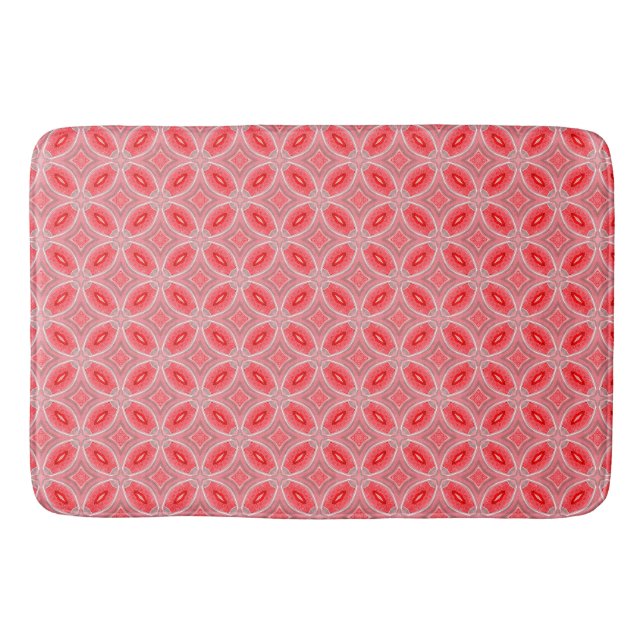 Red Abstract Flower Forms Pattern Bath Mat (Front)