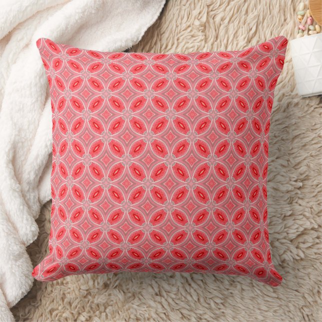 Red Abstract Flower Forms Pattern Cushion (Blanket)