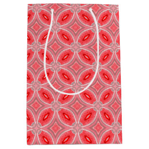 Red Abstract Flower Forms Pattern Medium Gift Bag