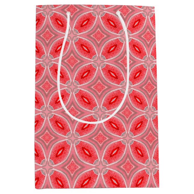 Red Abstract Flower Forms Pattern Medium Gift Bag (Front)