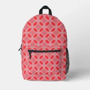 Red abstract flower forms printed backpack
