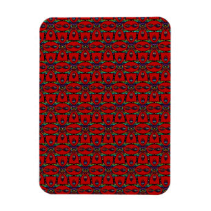 Red Abstract flowers floral art Pattern Magnet