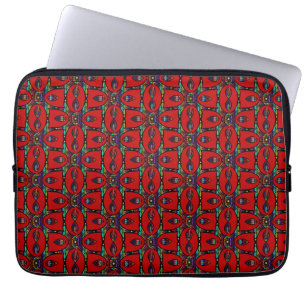 Red Abstract flowers floral Modern art Laptop Sleeve
