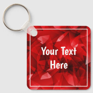 Red Abstract Geometric Crystal Background Key Ring