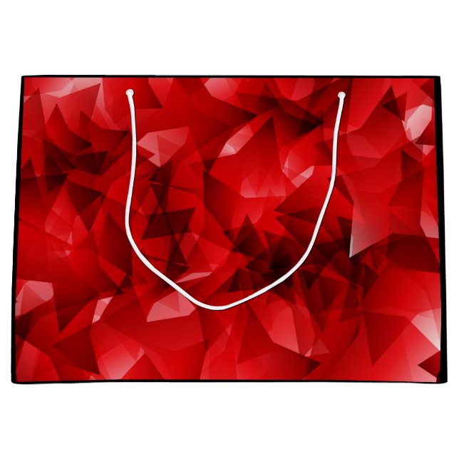 Red Abstract Geometric Crystal Background Large Gift Bag (Front)