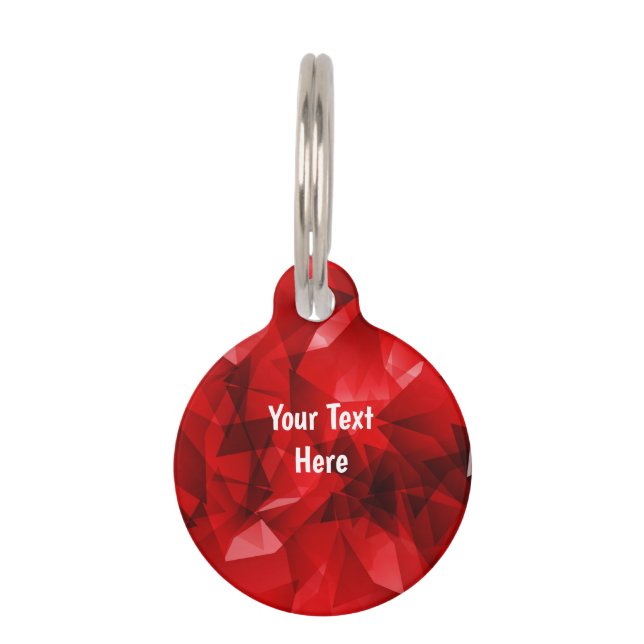 Red Abstract Geometric Crystal Background Pet Tag (Front)