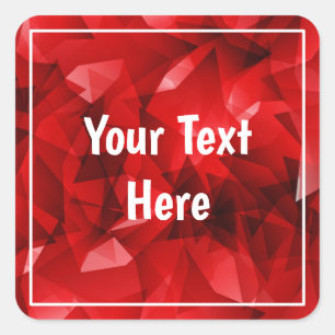 Red Abstract Geometric Crystal Background Square Sticker
