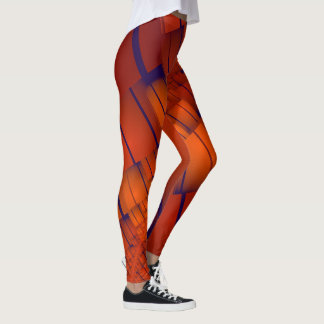 Red abstract geometric decoration leggings