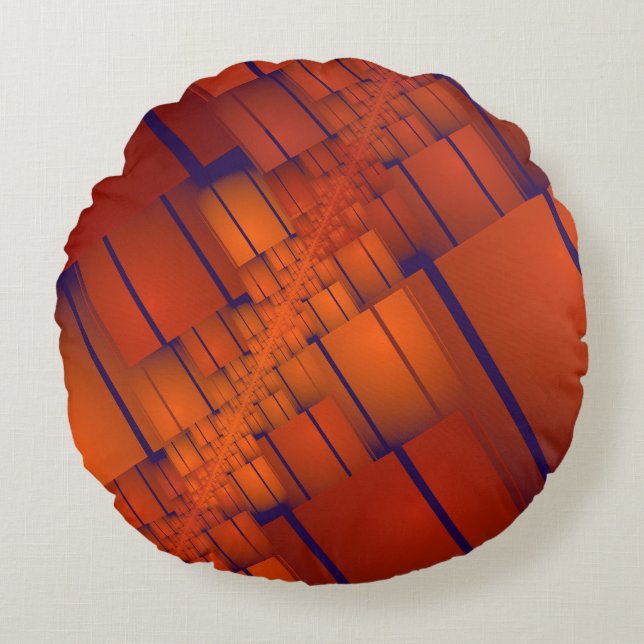 Red abstract geometric decoration round cushion (Front)