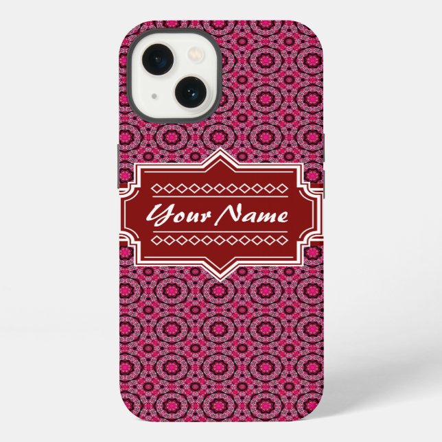 Red Abstract Geometric Pattern Personalised iPhone Case (Back)