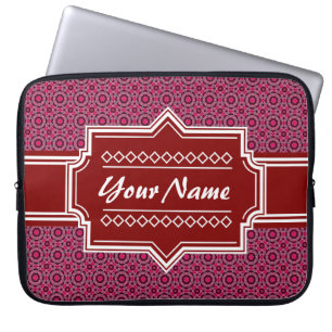 Red Abstract Geometric Pattern Personalised Laptop Sleeve