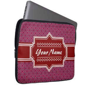 Red Abstract Geometric Pattern Personalized Laptop Sleeve