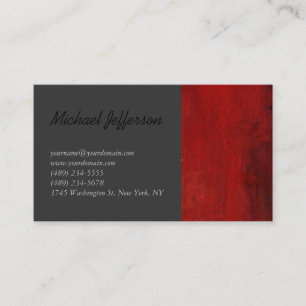 Red Abstract Grey Script Business Card