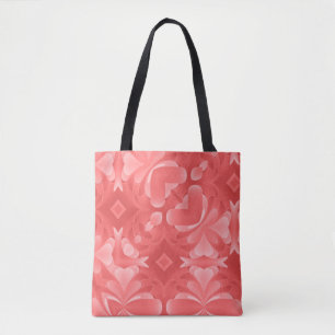 Red Abstract Hearts and Diamonds Tote Bag