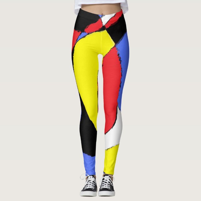 Red Abstract Leggings (Front)