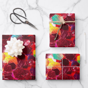 Red abstract mosaic shiny glitter pattern wrapping paper sheet