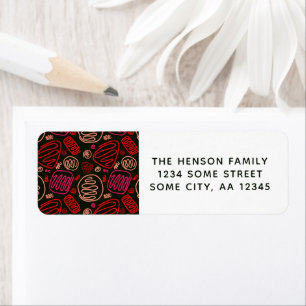 Red Abstract Shapes Christmas Return Address