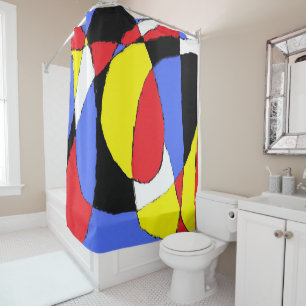 Red Abstract Shower Curtain