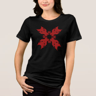 Red Abstract Snowflake Floral Contemporary Pop Art Tri-Blend Shirt