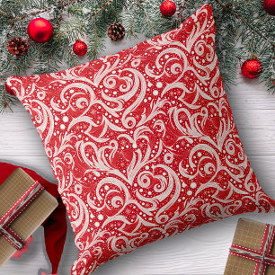 Red Abstract Snowflake Pattern#10 ID1009 Cushion