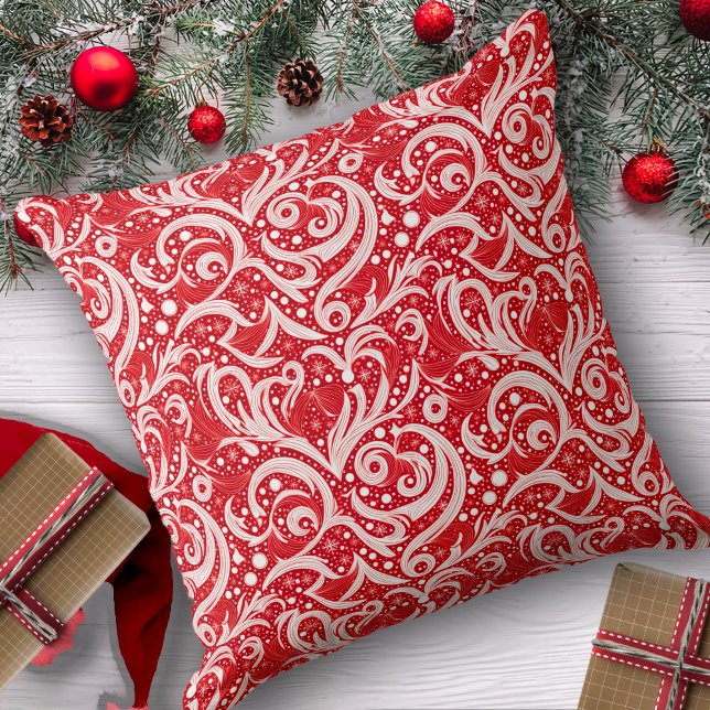 Red Abstract Snowflake Pattern#10 ID1009 Cushion (Creator Uploaded)