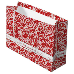 Red Abstract Snowflake Pattern#10 ID1009 Large Gift Bag