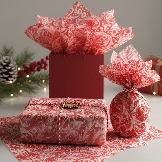 Red Abstract Snowflake Pattern#10 ID1009 Tissue Paper (Creator Uploaded)