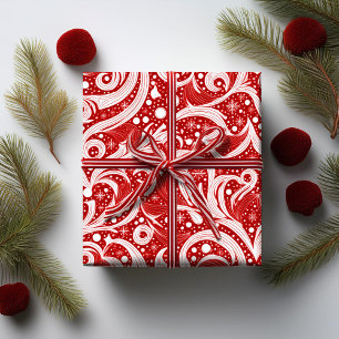 Red Abstract Snowflake Pattern#10 ID1009 Wrapping Paper