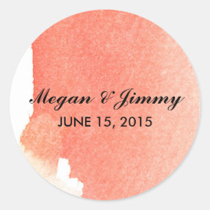 red abstract watercolor wedding stickers