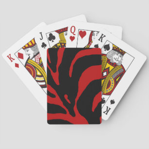 Red Abstract Zebra Stripes Playing Cards