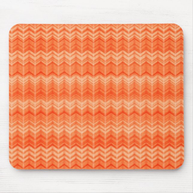 Red abstract zigzag textile pattern mouse pad (Front)