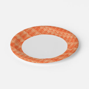 Red abstract zigzag textile pattern paper plate