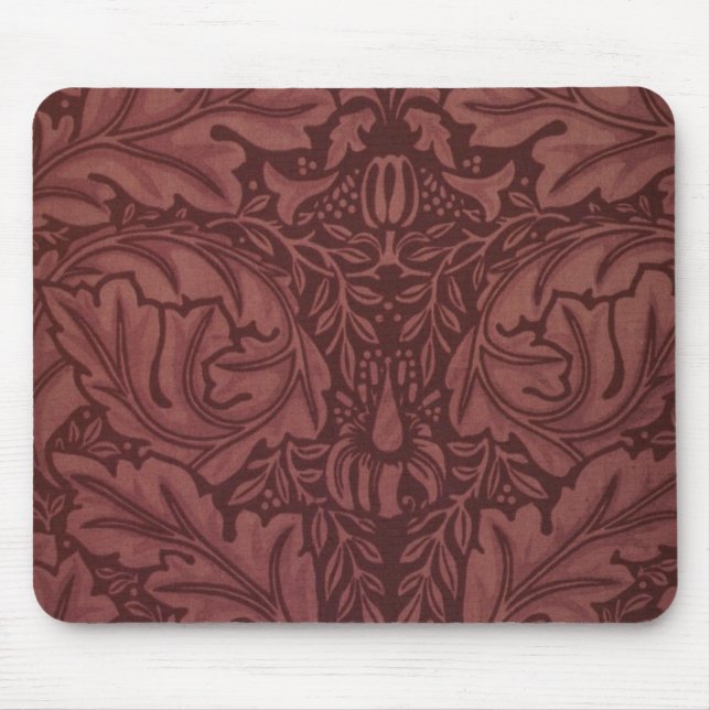 Red Acanthus Leaves (by William Morris) Mouse Pad (Front)