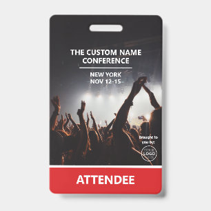 Red Access Pass Logo QR Code Attendee Conference ID Badge
