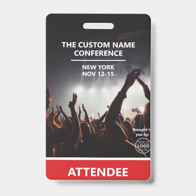 Red Access Pass Logo QR Code Attendee Conference ID Badge (Front)