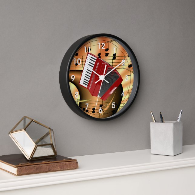 Red Accordion Abstract Design Clock (Office)