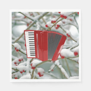 Red Accordion - Berries in the Snow, Napkin
