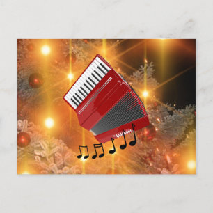 Red Accordion Holiday Postcard